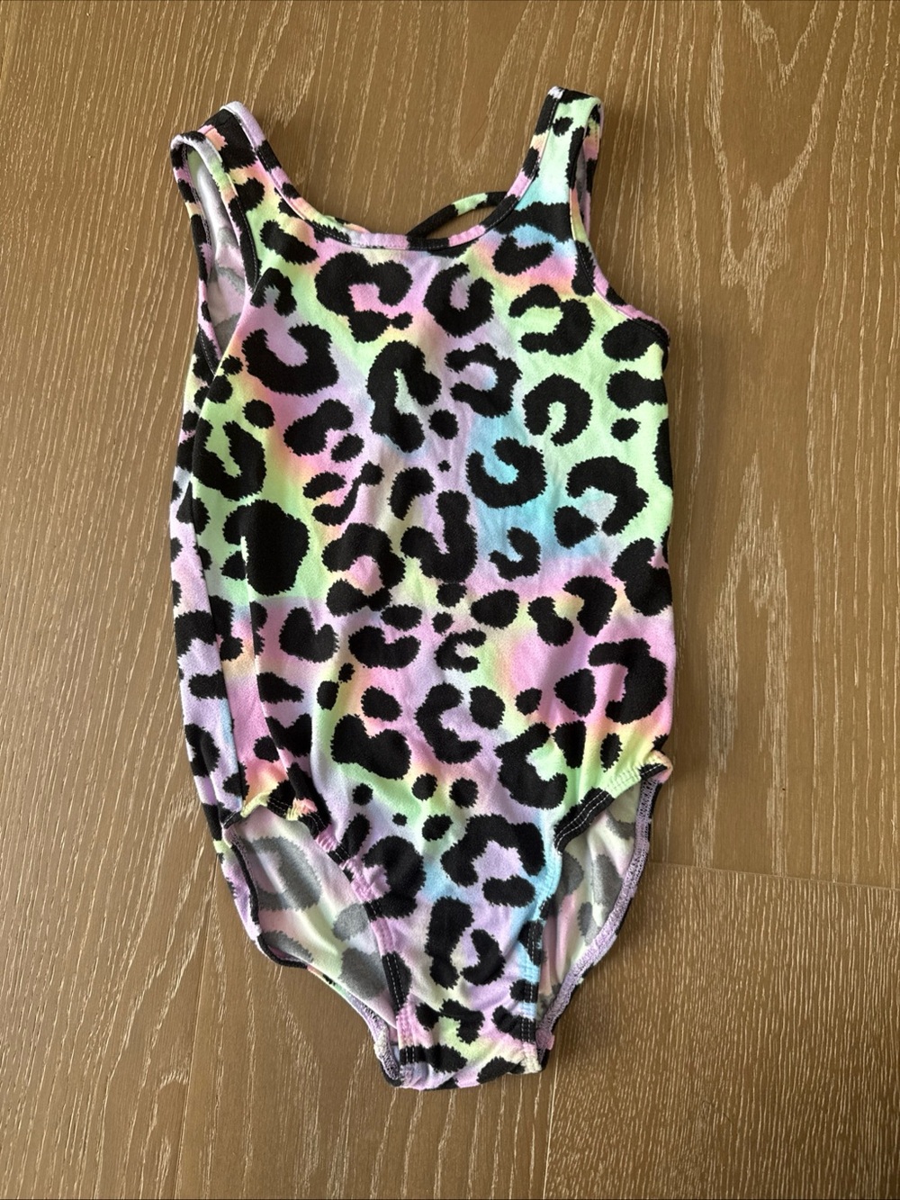 Pixie Lane Girls Simply Soft Luxe Tank Leotard Rainbow Leopard Size 7